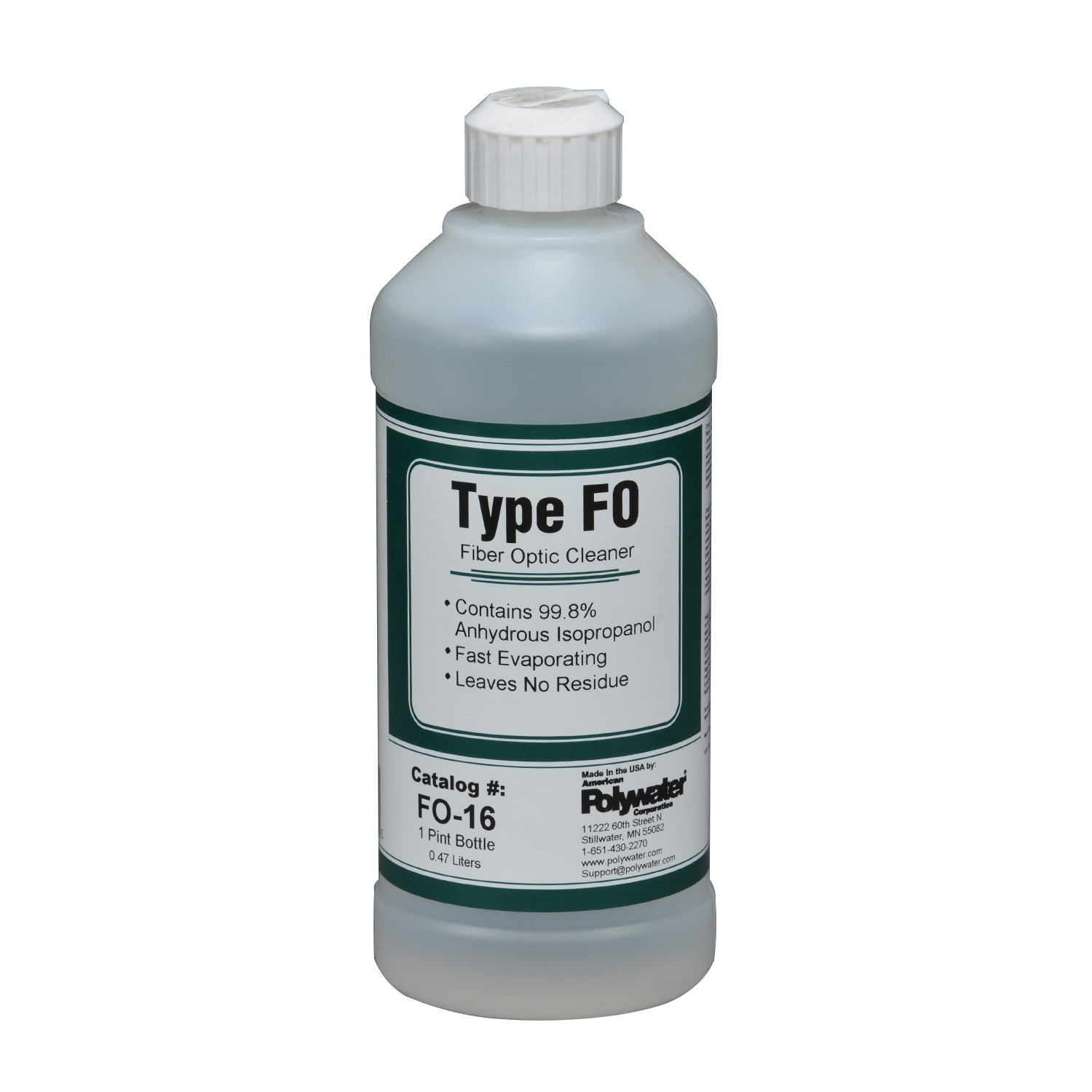 APW FO-16 POLYWATER TYPE FO ALCOHOL PREP CLEANER 16OZ BOTTLE