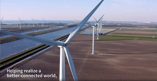 A series of wind turbines