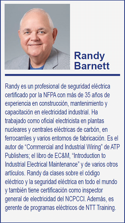 Una biografía corta y credenciales de Randy Barnett, profesional en seguridad eléctrica certificado por la NFPA