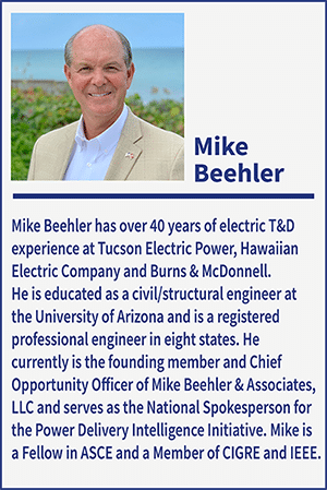 A head shot of Mike Beehler in front of the ocean. Beneath his picture is a paragraph of his professional credentials.