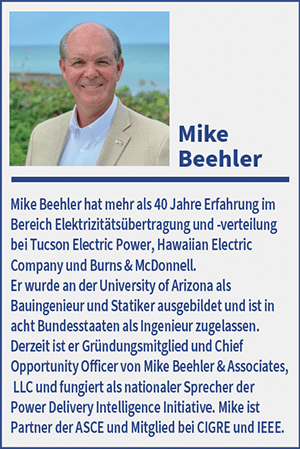 Ein Portrait von Mike Beehler vor dem Meer. Unter seinem Bild befindet sich ein Absatz mit seinen beruflichen Referenzen.