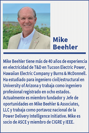 Una foto de Mike Beehler frente al océano. Debajo de su imagen hay un párrafo con sus credenciales profesionales.