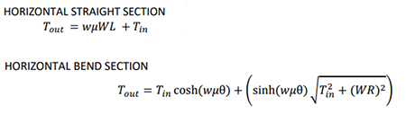 Text that states "Horizontal Straight Section", followed by a lengthy equation. The next line says, "Horizontal Bend Section" followed by a lengthy equation.