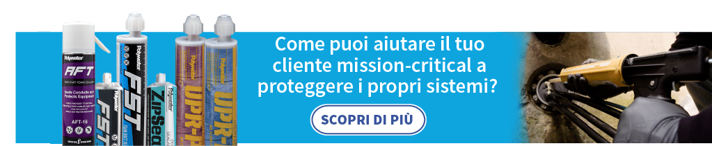 Banner che mostra i sigillanti Polywater. Il banner riporta: “Come puoi aiutare i tuoi clienti con applicazioni critiche a proteggere i loro sistemi?”